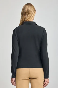 Polo Priyanka negro de cinco botones con bordado Rigby Go