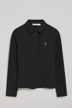 Polo Priyanka negro de cinco botones con bordado Rigby Go