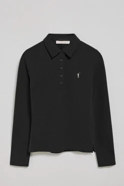 Polo Priyanka negro de cinco botones con bordado Rigby Go