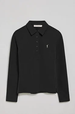 Polo Priyanka negro de cinco botones con bordado Rigby Go