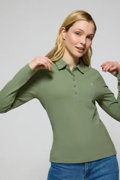 Polo Priyanka verde jade de cinco botones con bordado Rigby Go