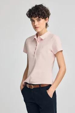 Polo rosa de manga corta de algodón y bordado Rigby Best