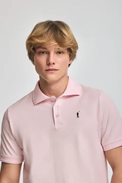 Polo rosa de manga corta y tres botones con logo bordado Rigby Go