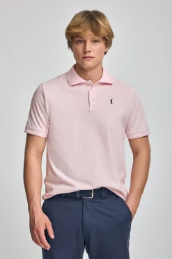 Polo rosa de manga corta y tres botones con logo bordado Rigby Go