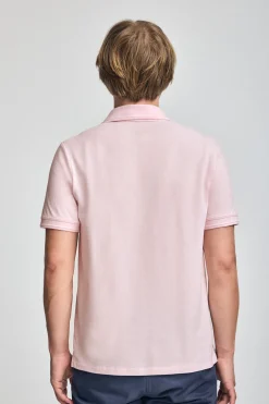Polo rosa de manga corta y tres botones con logo bordado Rigby Go