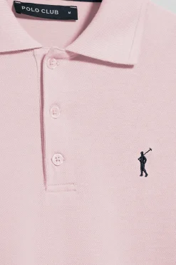 Polo rosa de manga corta y tres botones con logo bordado Rigby Go