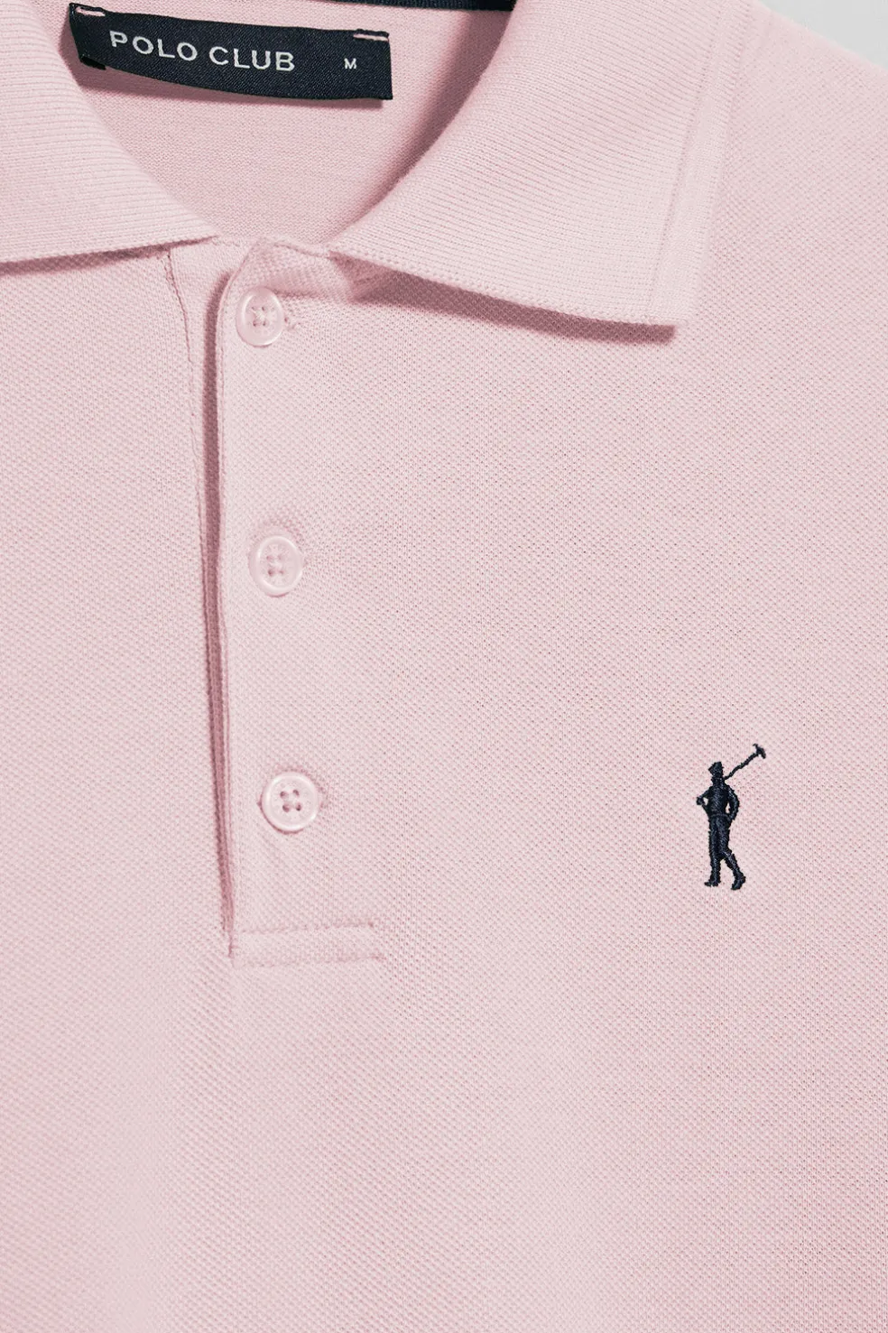 Polo rosa de manga corta y tres botones con logo bordado Rigby Go