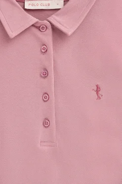 Polo rosa empolvado de manga corta de algodón y bordado Rigby Best