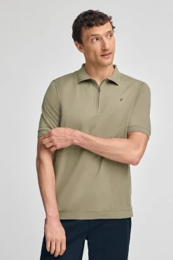 Polo verde claro Esko con cremallera y monograma bordado
