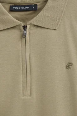 Polo verde claro Esko con cremallera y monograma bordado