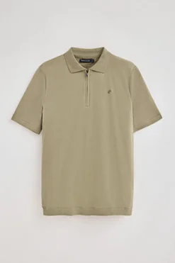 Polo verde claro Esko con cremallera y monograma bordado