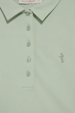 Polo verde jade de manga larga de algodón y bordado Rigby Best