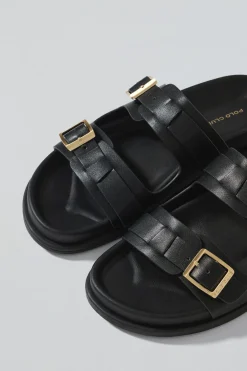 Sandalia bio negra Blake con hebillas