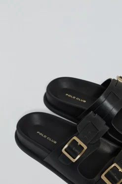 Sandalia bio negra Blake con hebillas