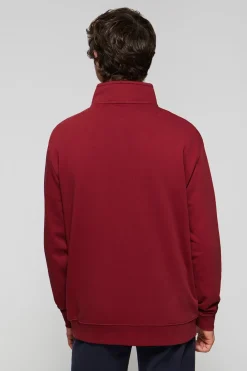 Sudadera abierta de cuello elevado granate con logo Rigby Go