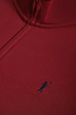 Sudadera abierta de cuello elevado granate con logo Rigby Go