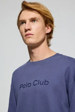 Sudadera azul de cuello redondo con logotipo Polo Club