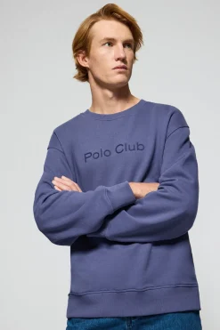 Sudadera azul de cuello redondo con logotipo Polo Club