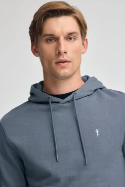 Sudadera azul denim con capucha de corte regular con logo Rigby Go