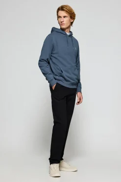 Sudadera azul denim de capucha y bolsillos con logo bordado Rigby Go