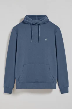 Sudadera azul denim de capucha y bolsillos con logo bordado Rigby Go