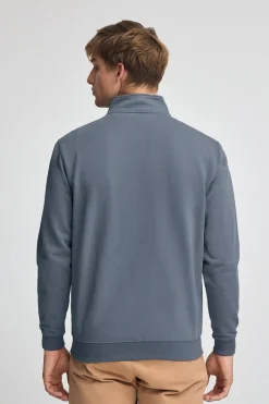 Sudadera azul denim de cuello alto y cremallera con logo Rigby Go