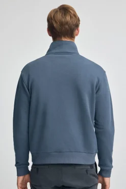 Sudadera azul denim de media cremallera con logo Polo Club