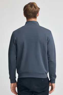Sudadera azul denim de media cremallera con logo Rigby Go