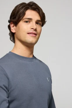 Sudadera azul denim relax de cuello redondo y bordado Rigby Go