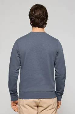 Sudadera azul denim relax de cuello redondo y bordado Rigby Go