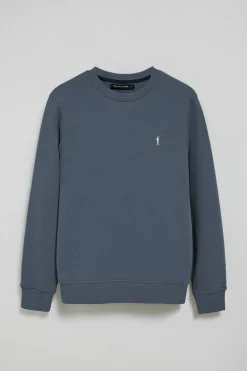 Sudadera azul denim relax de cuello redondo y bordado Rigby Go