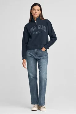 Sudadera azul marino con cuello alto y logo Established 2012 Polo Club