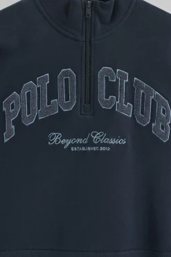 Sudadera azul marino con cuello alto y logo Established 2012 Polo Club