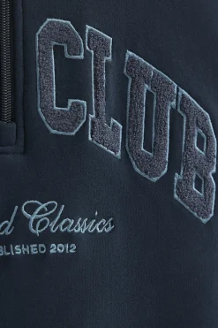 Sudadera azul marino con cuello alto y logo Established 2012 Polo Club