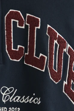 Sudadera azul marino con media cremallera y logo Established 2012 Polo Club