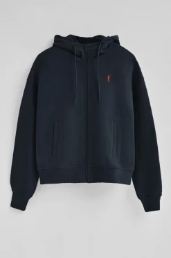 Sudadera azul marino con capucha con cremallera y logo Rigby Go