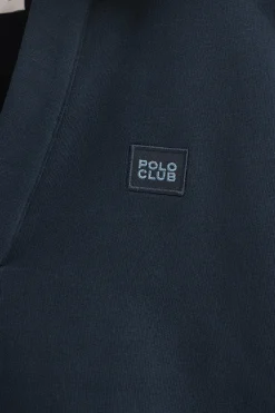 Sudadera azul marino con cuello de polo y logo Polo Club