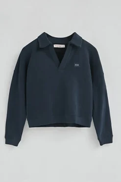 Sudadera azul marino con cuello de polo y logo Polo Club