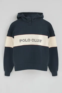 Sudadera azul marino con capucha y logo Polo Club