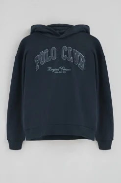 Sudadera azul marino con capucha y logo Established 2012 Polo Club