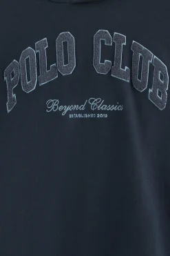 Sudadera azul marino con capucha y logo Established 2012 Polo Club