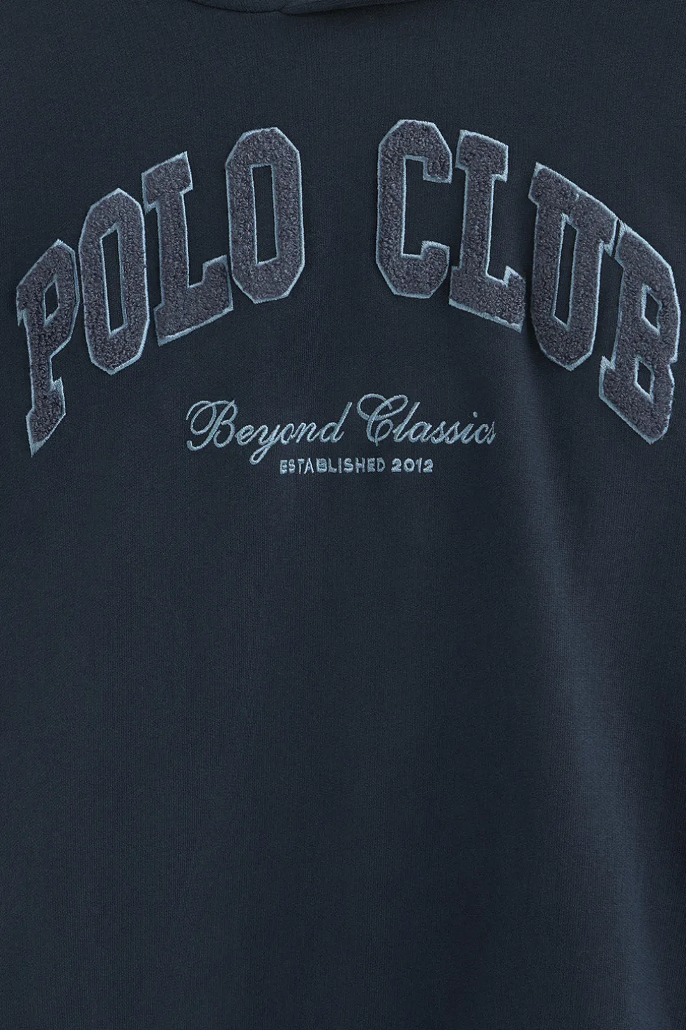Sudadera azul marino con capucha y logo Established 2012 Polo Club