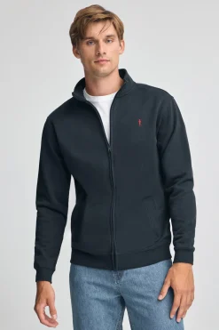 Sudadera azul marino de cuello alto y cremallera con logo Rigby Go