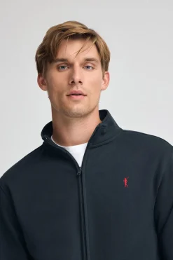 Sudadera azul marino de cuello alto y cremallera con logo Rigby Go