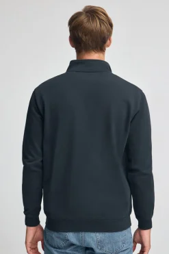 Sudadera azul marino de cuello alto y cremallera con logo Rigby Go