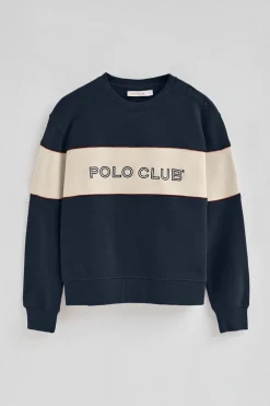 Sudadera azul marino de corte boxy y logo Polo Club