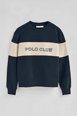 Sudadera azul marino de corte boxy y logo Polo Club