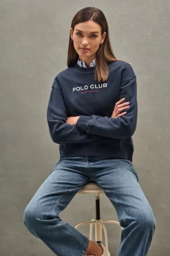 Sudadera azul marino de corte boxy Established 2012 Polo Club