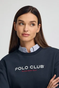 Sudadera azul marino de corte boxy Established 2012 Polo Club