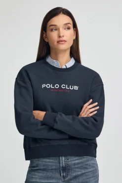 Sudadera azul marino de corte boxy Established 2012 Polo Club